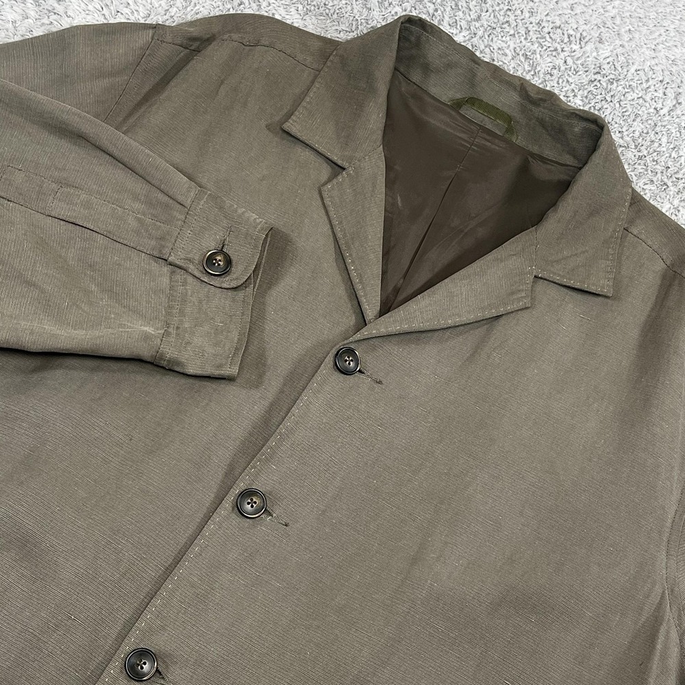 Tommy Bahama Sport Coat Mens XL Green Silk Linen Relaxed Blazer Long Notch Lapel